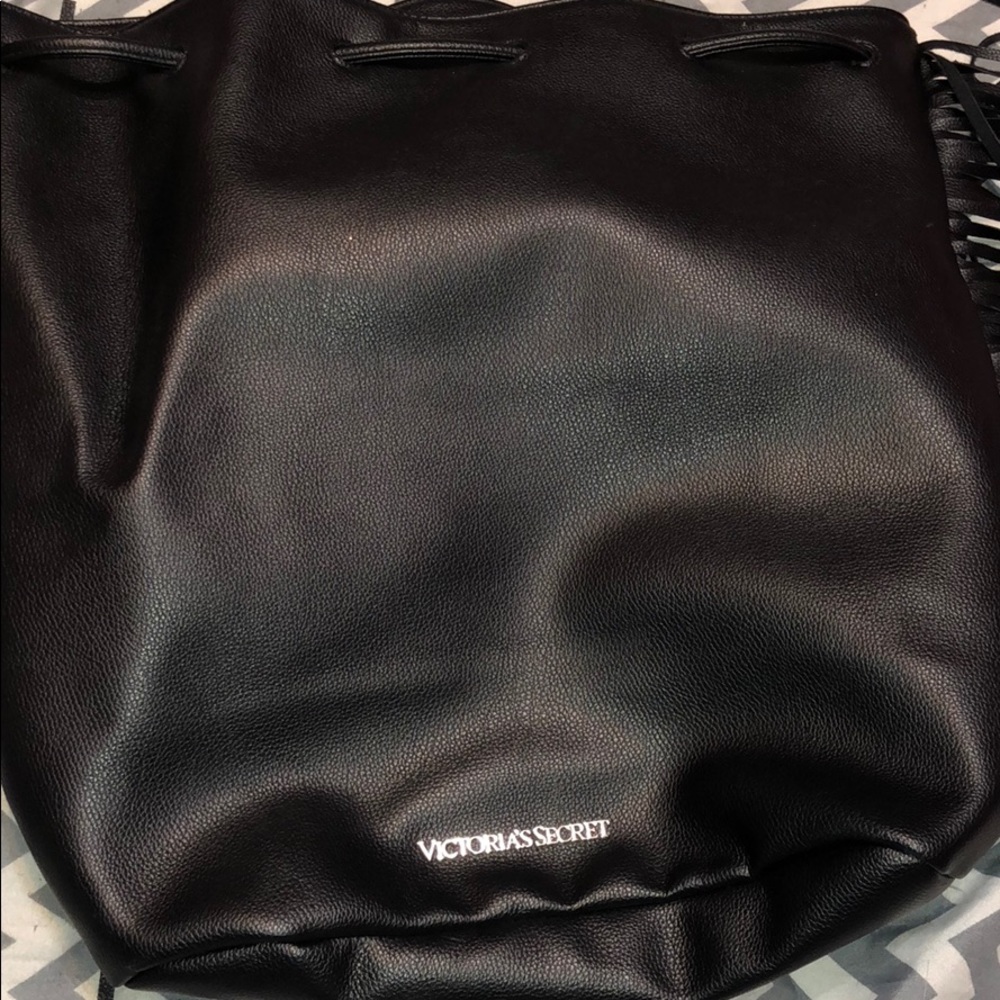 Victoria Secret Black Faux Leather Bag